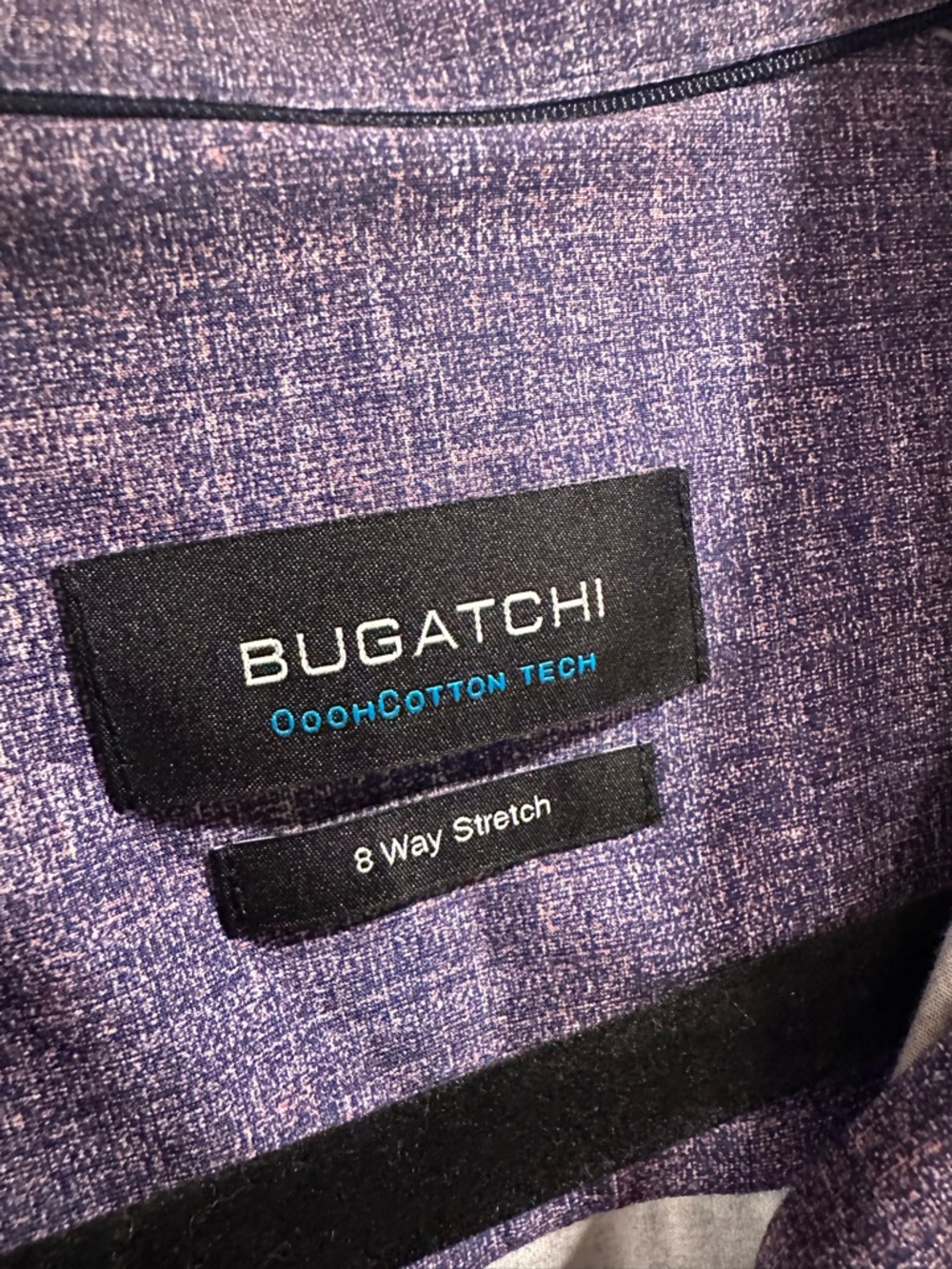 Bugatchi Men’s James Chambray OoohCotton Shirt Mocha XXL Heather Purple NWT - Picture 2 of 16